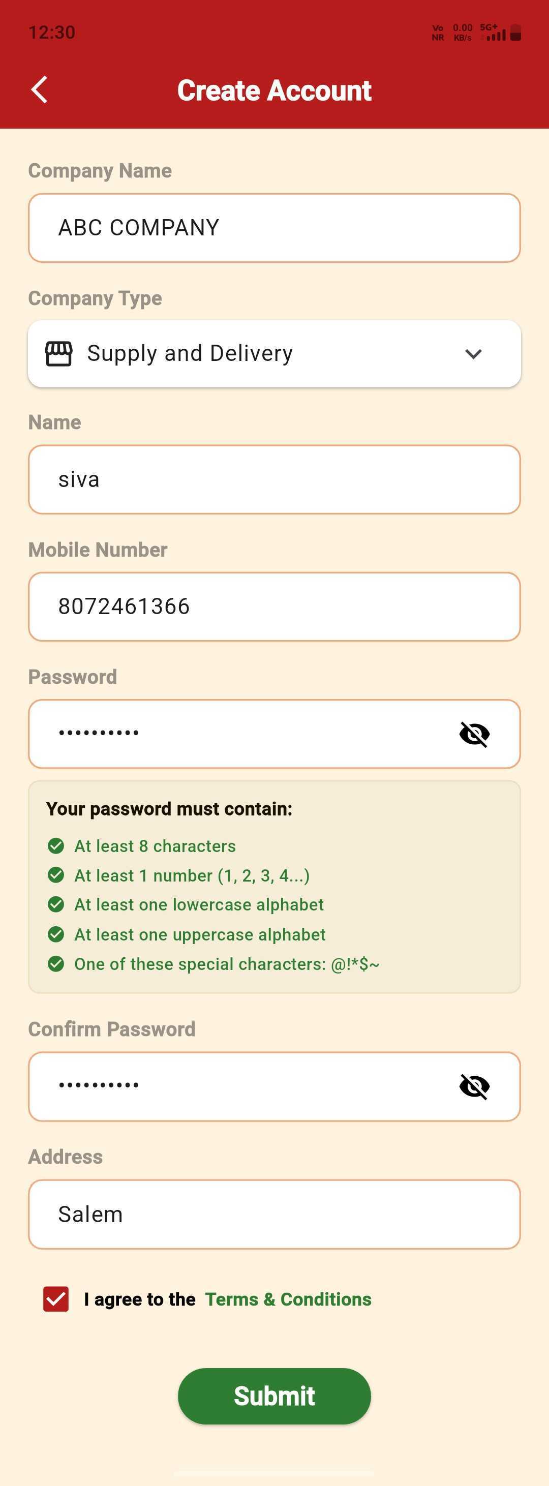 Company Registration — step 3: Complete Your Profile