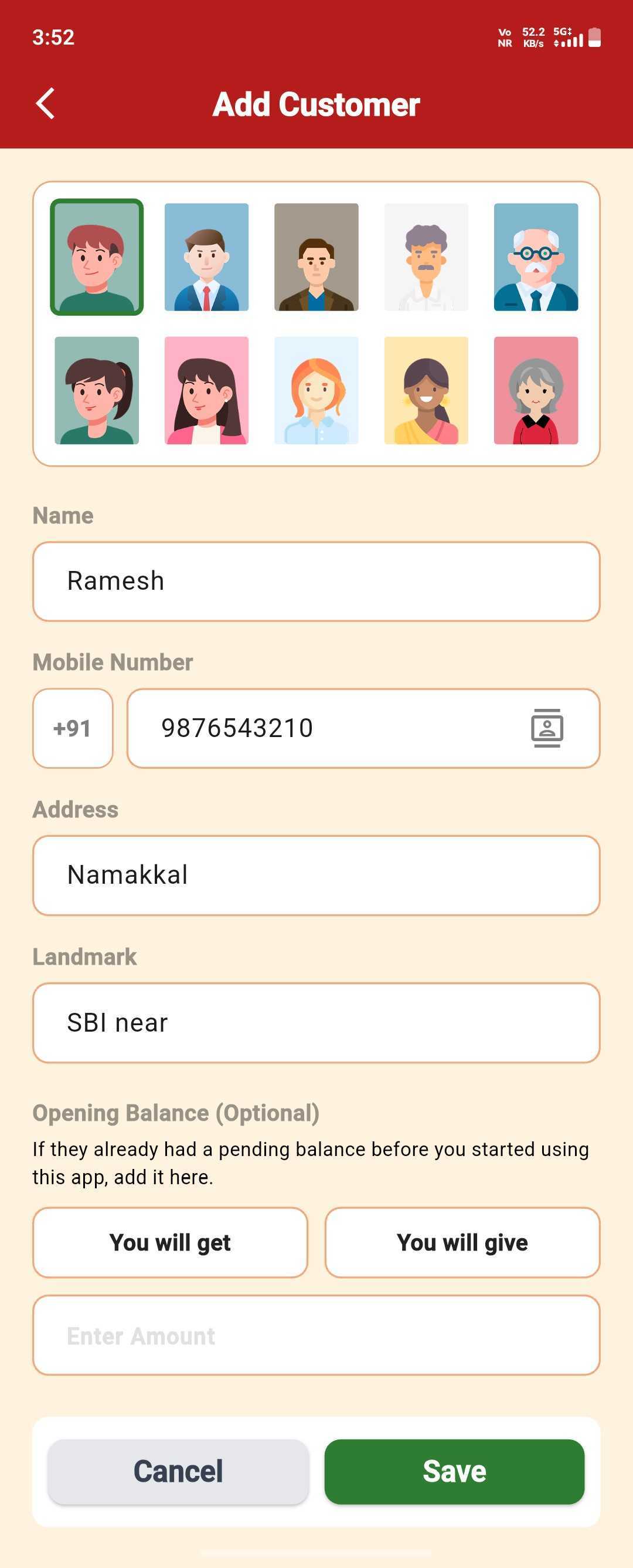 Add Customer — step 3: Add Their Details