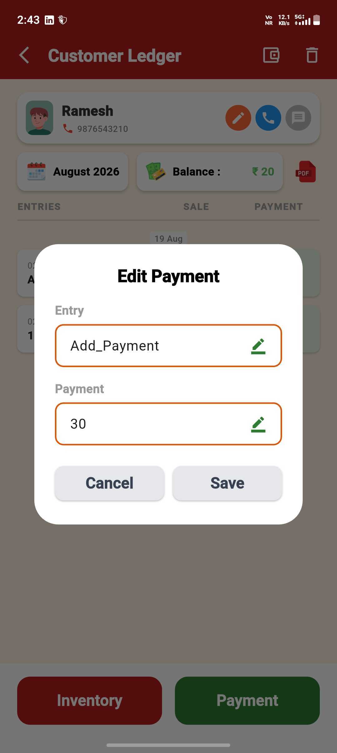 Record a Payment — step 4: Edit Anytime