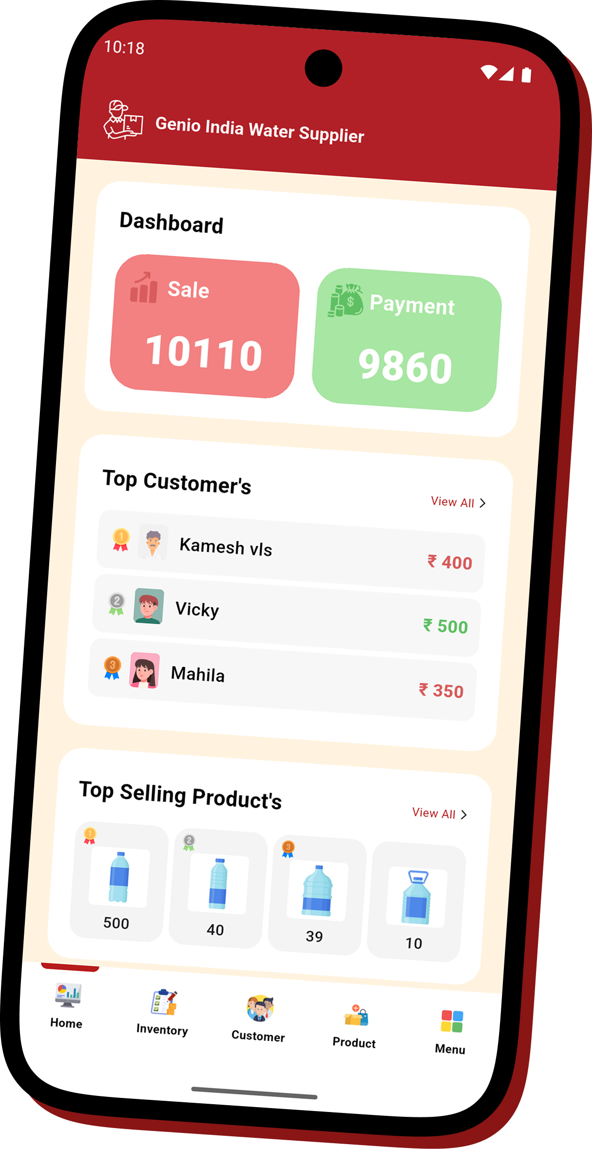 Smart Sales Ledger app dashboard