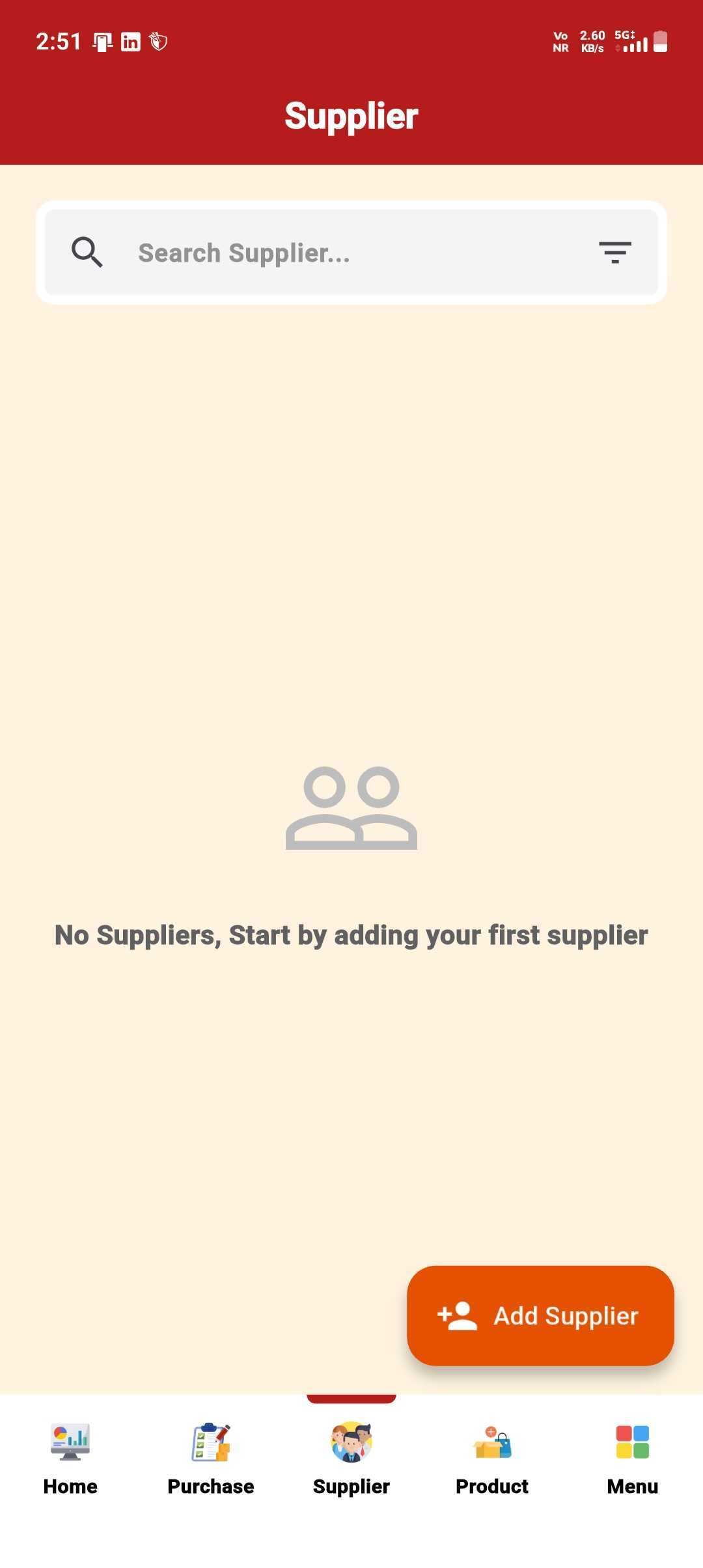 Add Supplier — step 2: Open Supplier List