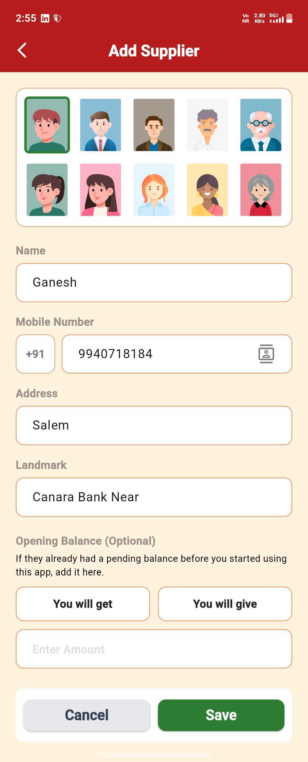 Add Supplier — step 3: Add Their Details