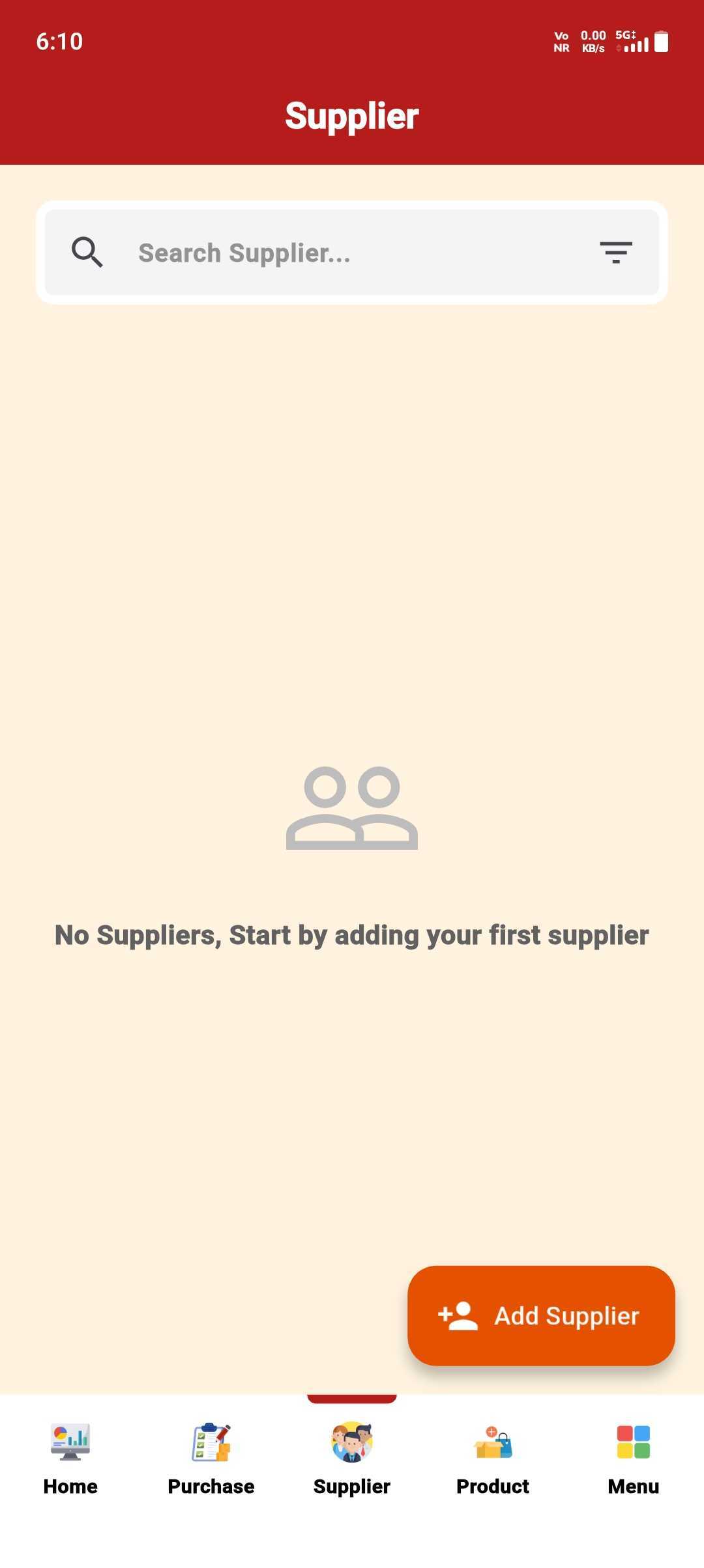 Supplier Opening Balance — Supplier Add Form Opening Balance — step 2: Tap Add Supplier