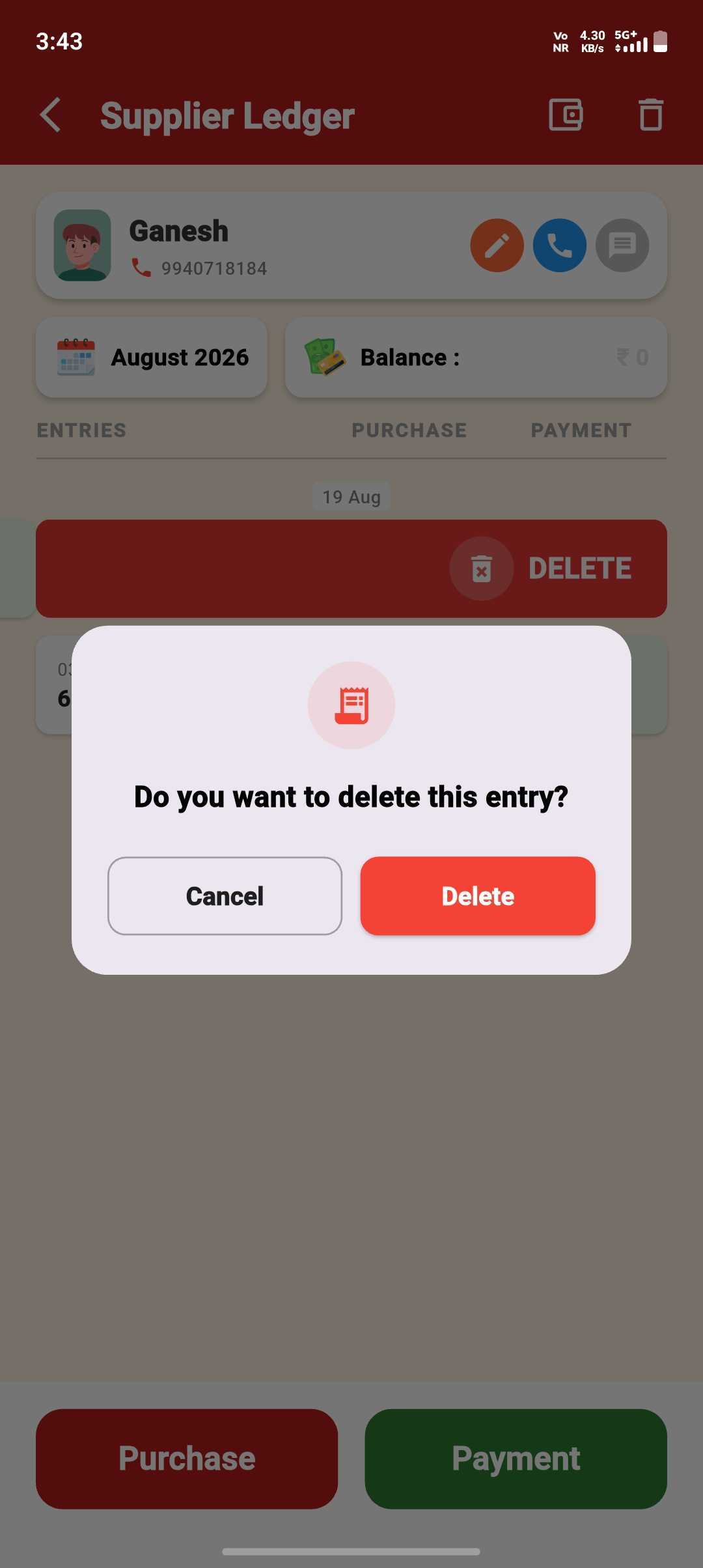 Delete a Payment Entry — step 2: Confirm the Delete
